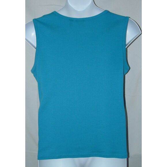 Blue Sz XL Soft Stretchy Cotton Studded Open Jacket & Tank Top 2 Pc Set RAFAELLA - Picture 7 of 7